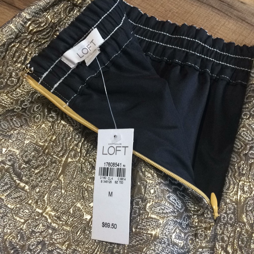 Ann Taylor Loft Gold Shimmer Dress Skirt Size M - Picture 2 of 4